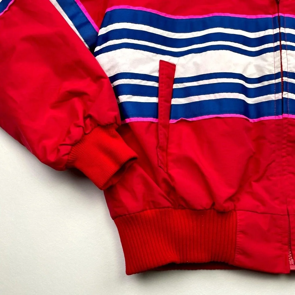 Vintage Lightning Race Cars Pat Design 500 Racewear Jacket Large Red Wrap Around